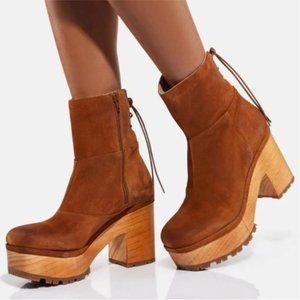 Free People Kenna Platform Suede Clog Boots, NIB Sz 7